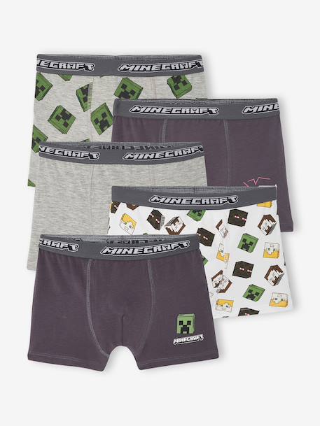 Lot de 5 boxers Minecraft garçon anthracite 1 - vertbaudet enfant 
