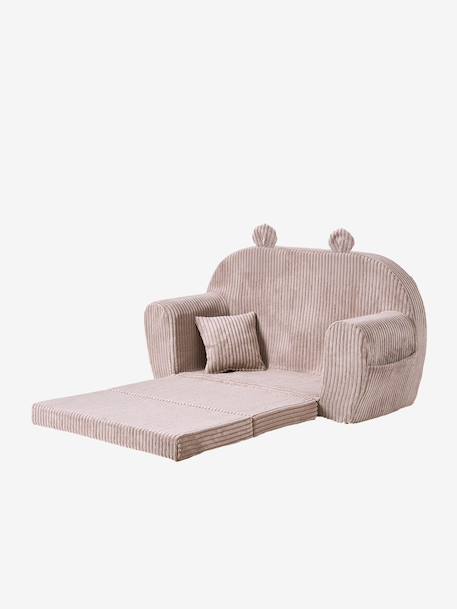 Canapé chauffeuse ours velours beige+rose 2 - vertbaudet enfant 