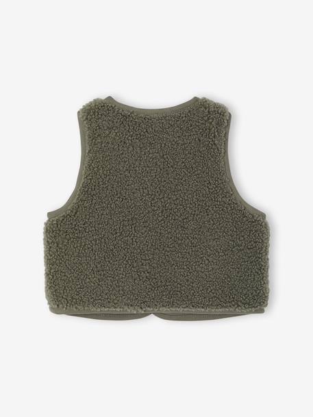 Gilet bébé sherpa à pressions vert 2 - vertbaudet enfant 