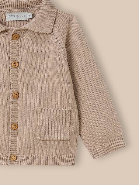 Cardigan col polo bébé Ecru chine+Marine 2 - vertbaudet enfant 
