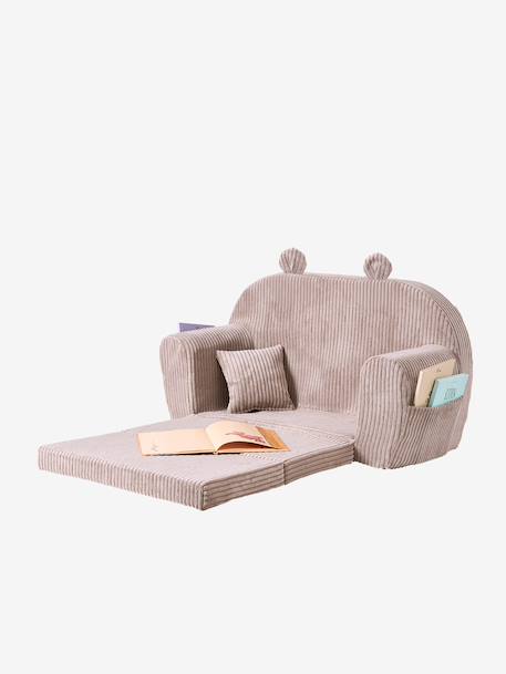 Canapé chauffeuse ours velours beige+rose 3 - vertbaudet enfant 