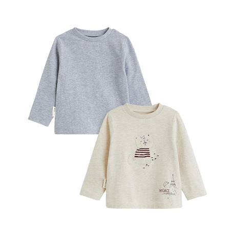 Lot de 2 t-shirts bébé manches longues pistache Gris 2 - vertbaudet enfant 