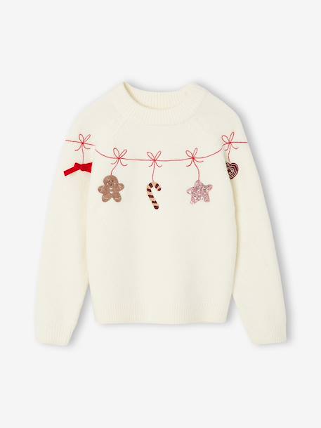 Pull de Noël fille manches longues écru 3 - vertbaudet enfant 