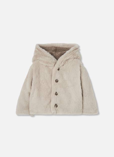 Veste bébé en maille réversible à capuche Marron 4 - vertbaudet enfant 