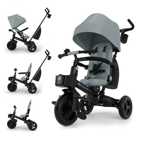 Tricycle AVEO 2 PLUS Évolutif 6 Configurations avec Siège 360° CLICK&TWIST, Position Allongée et Pliage Rapide Beige+Gris+Rose+Vert 19 - vertbaudet enfant 