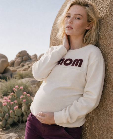 Sweat de grossesse et allaitement mom Ivoire+Prune 1 - vertbaudet enfant 