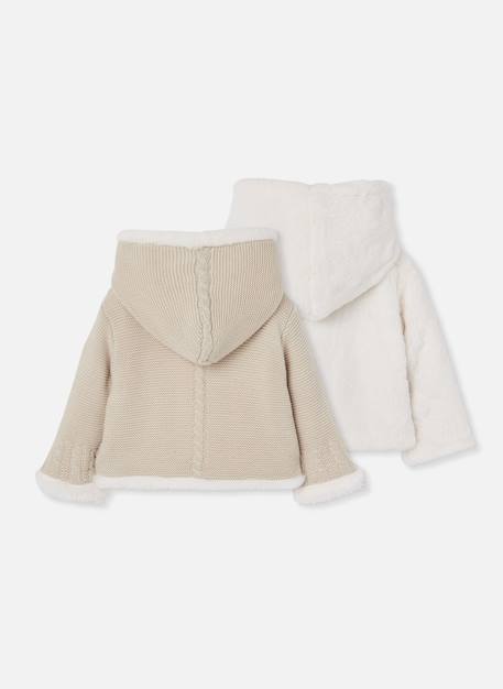 Veste bébé en maille réversible à capuche Beige 4 - vertbaudet enfant 