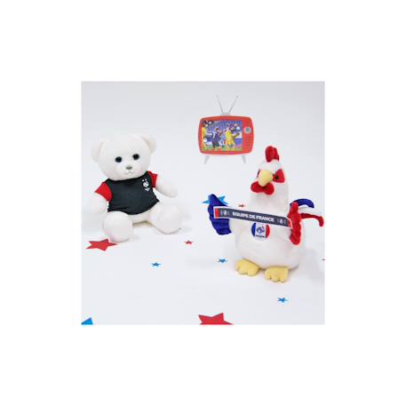 Peluche coq bleu, blanc, rouge fff Football - 25 cm Blanc 4 - vertbaudet enfant 