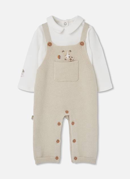 Ensemble bébé garçon en maille avec petit chien Beige 1 - vertbaudet enfant 