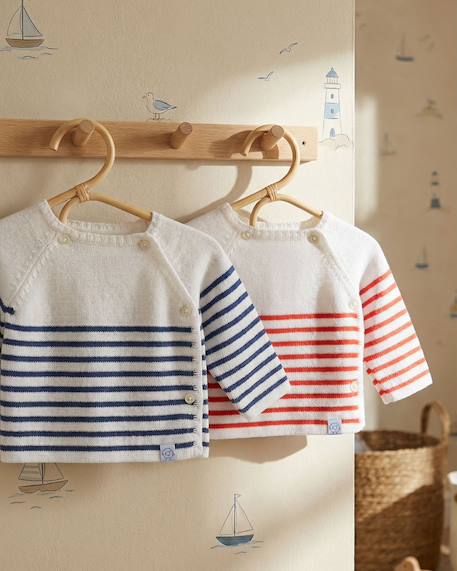 Brassière marinière  bébé Blanc/bleu nuit+Blanc/coquelicot 1 - vertbaudet enfant 