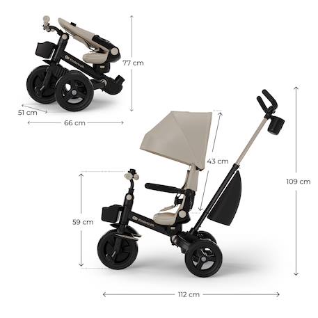 Tricycle AVEO 2 PLUS Évolutif 6 Configurations avec Siège 360° CLICK&TWIST, Position Allongée et Pliage Rapide Beige+Gris+Rose+Vert 6 - vertbaudet enfant 
