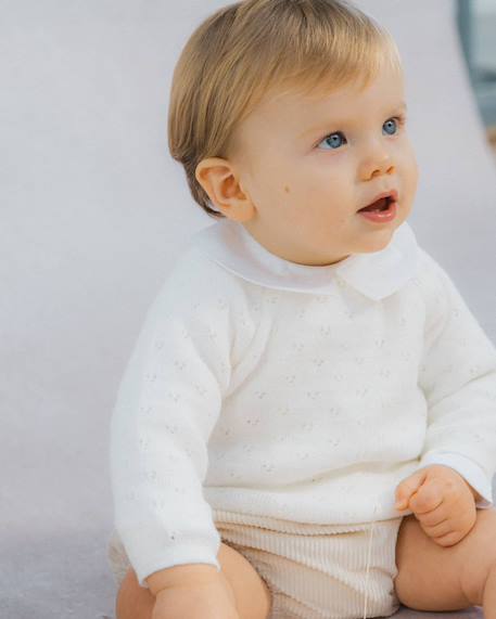 Brassière maille ajourée bébé Écru+Rose misty+Vert mercury 1 - vertbaudet enfant 