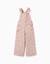 Salopette en sergé à jambe large avec motif floral Rose clair 1 - vertbaudet enfant 