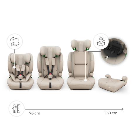 Siège auto enfant COMFORT UP 2 PLUS i-Size 76-150cm 3-en-1 air flow housse amovible ceinture 3 points sans isofix Beige+Blue+Gris+Noir+Vert 3 - vertbaudet enfant 