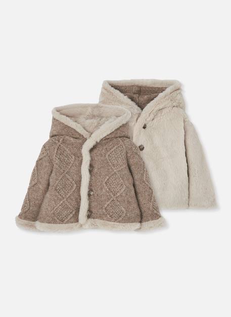 Veste bébé en maille réversible à capuche Marron 2 - vertbaudet enfant 