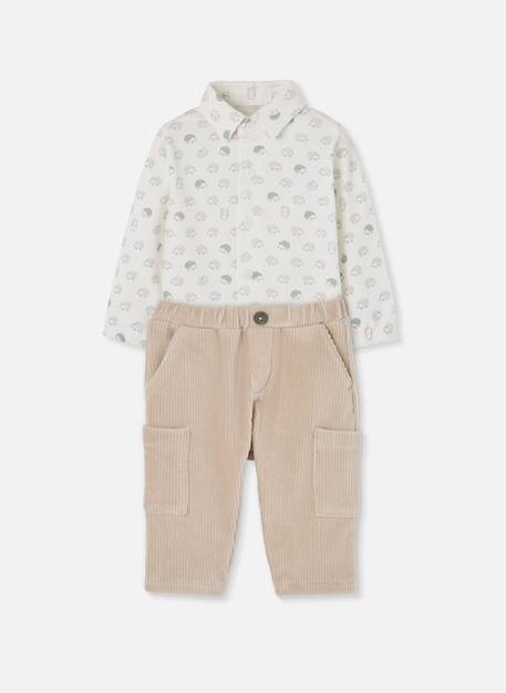 Ensemble bébé garçon en maille imprimé hérissons Beige 1 - vertbaudet enfant 
