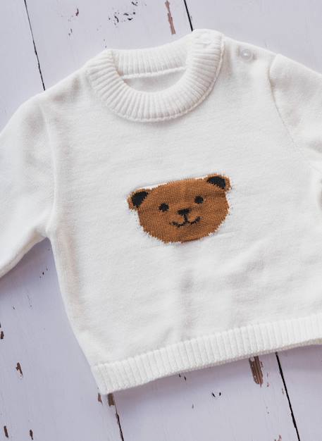 Pull ourson en coton Écru 1 - vertbaudet enfant 