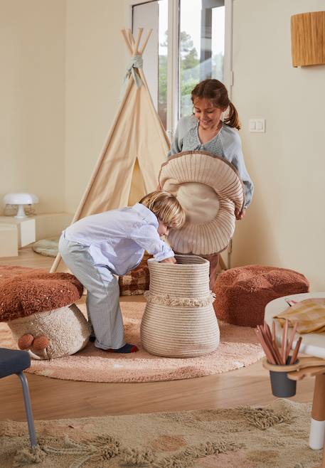 Panier enfant en coton giant mushroom Naturel, marron clair 3 - vertbaudet enfant 