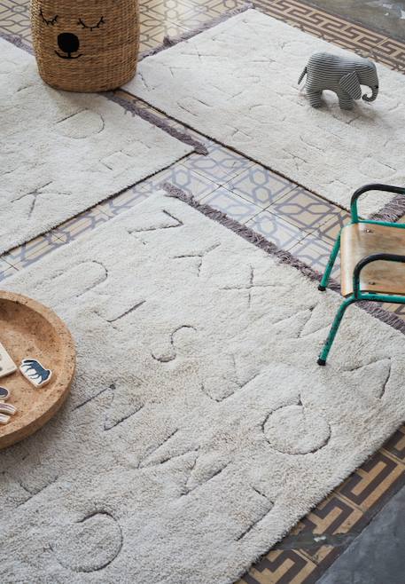 Tapis enfant lavable en coton rugcycled abc Naturel+Naturel, olive 7 - vertbaudet enfant 