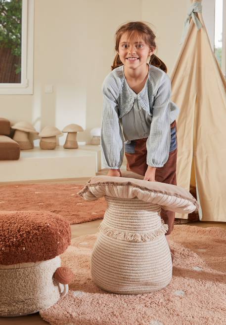 Panier enfant en coton giant mushroom Naturel, marron clair 5 - vertbaudet enfant 