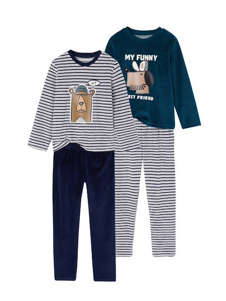 Lot de 2 pyjamas garçon velours marine 2 - vertbaudet enfant 