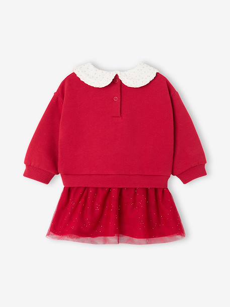 Robe Noël bébé fille bi matière rouge 2 - vertbaudet enfant 