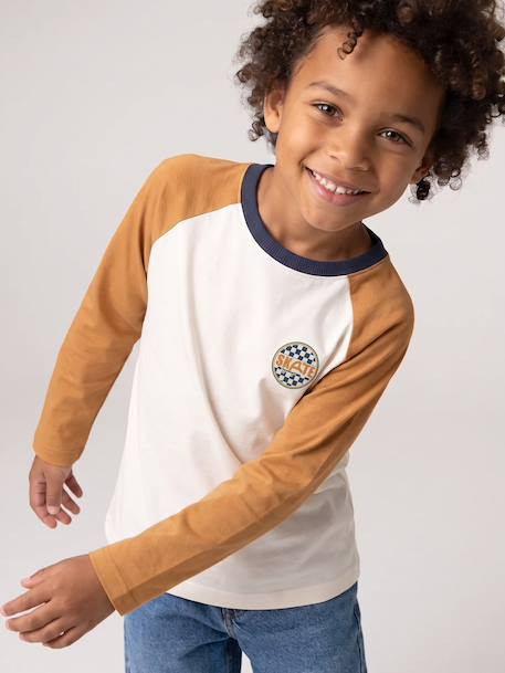 T-shirt manches longues garçon bordeaux+ocre+vert sauge 9 - vertbaudet enfant 