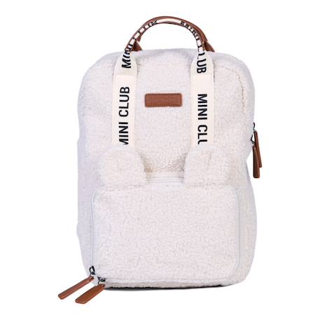 Sac à dos enfant mini club signature Blanc cassé+Marron doux 1 - vertbaudet enfant 