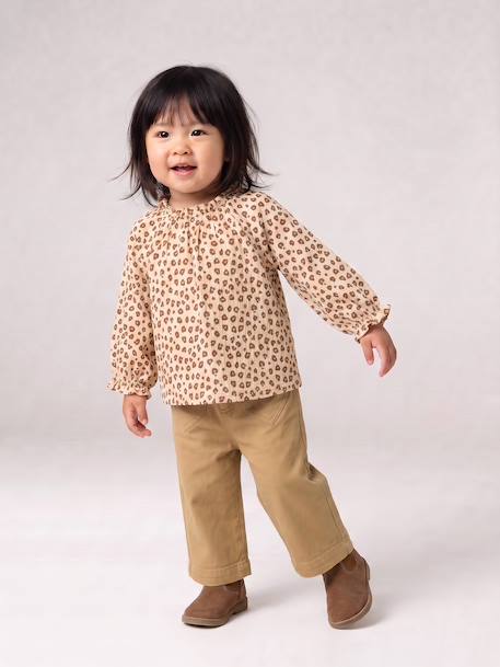 T-shirt manches longues bébé fille vanille+vert sauge 6 - vertbaudet enfant 