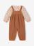 Ensemble blouse et salopette velours bébé fille bleu céleste+noisette 12 - vertbaudet enfant 