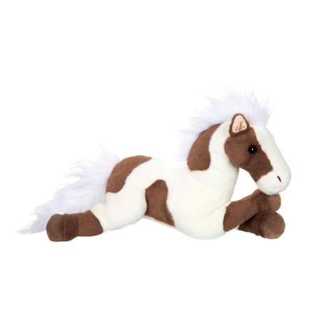 Peluche cheval allongé - marron foncé et blanc - 40 cm Blanc 1 - vertbaudet enfant 