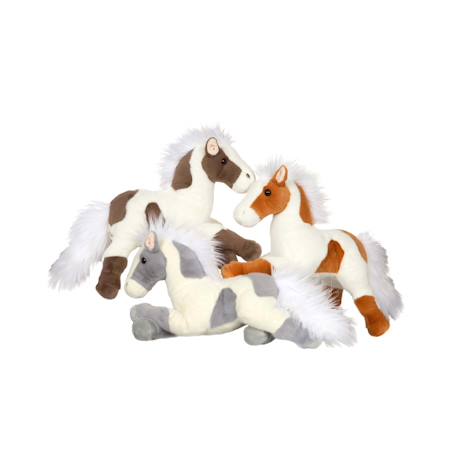 Peluche cheval allongé - marron foncé et blanc - 40 cm Blanc 2 - vertbaudet enfant 