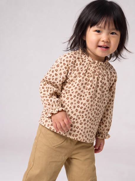 T-shirt manches longues bébé fille vanille+vert sauge 1 - vertbaudet enfant 