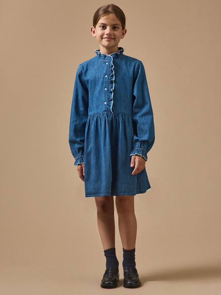 Robe en denim fille Denim bleu 4 - vertbaudet enfant 