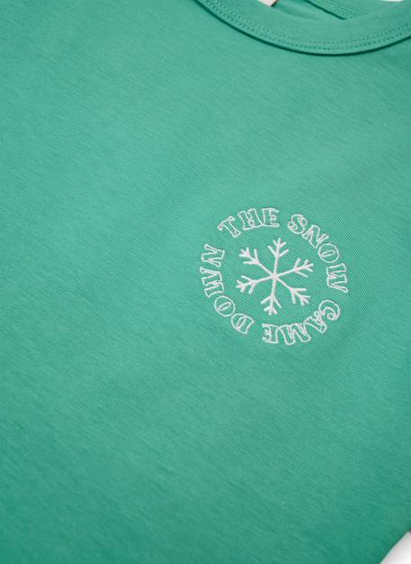 T-shirt fille en maille imprimé flocon de neige Vert 3 - vertbaudet enfant 