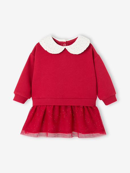 Robe Noël bébé fille bi matière rouge 1 - vertbaudet enfant 