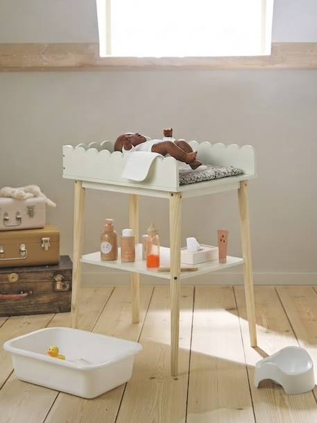 Table à langer poupon feston en bois FSC® blanc 3 - vertbaudet enfant 