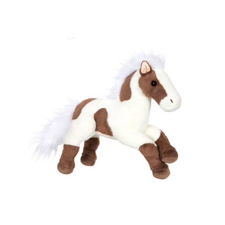Peluche cheval allongé - marron foncé et blanc - 40 cm Blanc 3 - vertbaudet enfant 