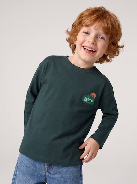 T-shirt manches longues garçon bleu océan+ocre+vert sapin 13 - vertbaudet enfant 