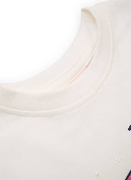 T-shirt fille en maille imprimé ski Blanc 4 - vertbaudet enfant 