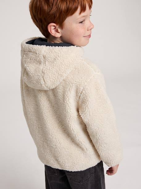 Blouson réversible à capuche garçon bleu grisé+vert sapin 18 - vertbaudet enfant 