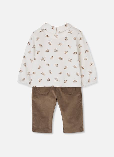 Ensemble bébé garçon chemise et pantalon imprimé chiens Marron 3 - vertbaudet enfant 