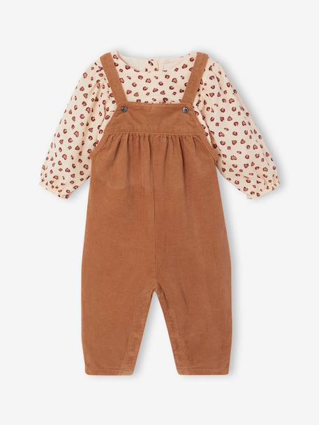 Ensemble blouse et salopette velours bébé fille bleu céleste+noisette 9 - vertbaudet enfant 