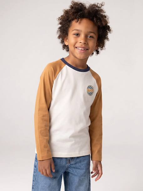 T-shirt manches longues garçon bordeaux+ocre+vert sauge 8 - vertbaudet enfant 