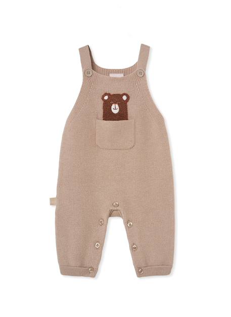 Salopette bébé avec broderie ourson Beige 1 - vertbaudet enfant 