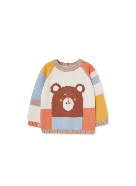 Pull bébé garçon imprimé ourson Blanc 1 - vertbaudet enfant 