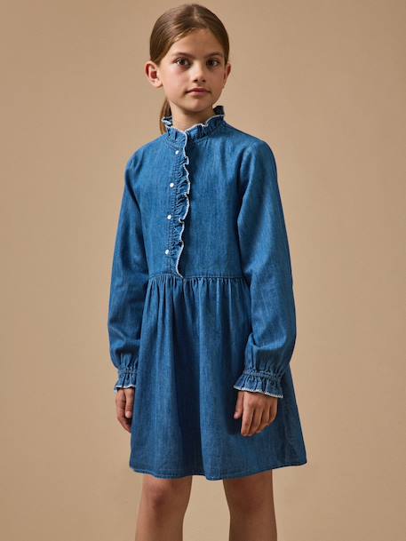Robe en denim fille Denim bleu 1 - vertbaudet enfant 