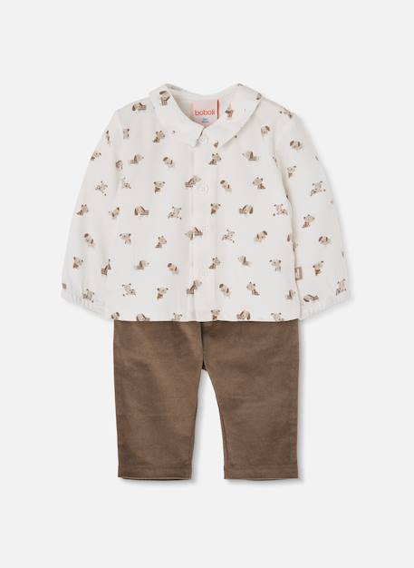 Ensemble bébé garçon chemise et pantalon imprimé chiens Marron 2 - vertbaudet enfant 