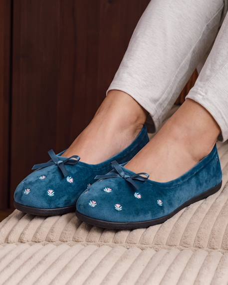 Chaussons ballerines souples, ultra confortables et légers, confort technologie everywear Bleu canardfleurs+Grisirisé+Léopard+Rayuresbleues+Sauge+Sauge noeud irisé+Taupe 2 - vertbaudet enfant 