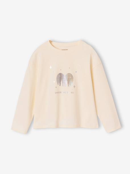 T-shirt manches longues enfant fille écru 1 - vertbaudet enfant 